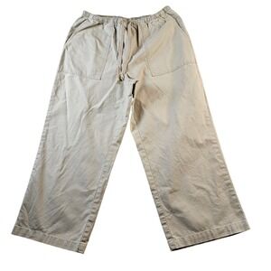 L.L.Bean Drawstring Pants Women's Size S Reg Beige Elastic Waist Cotton